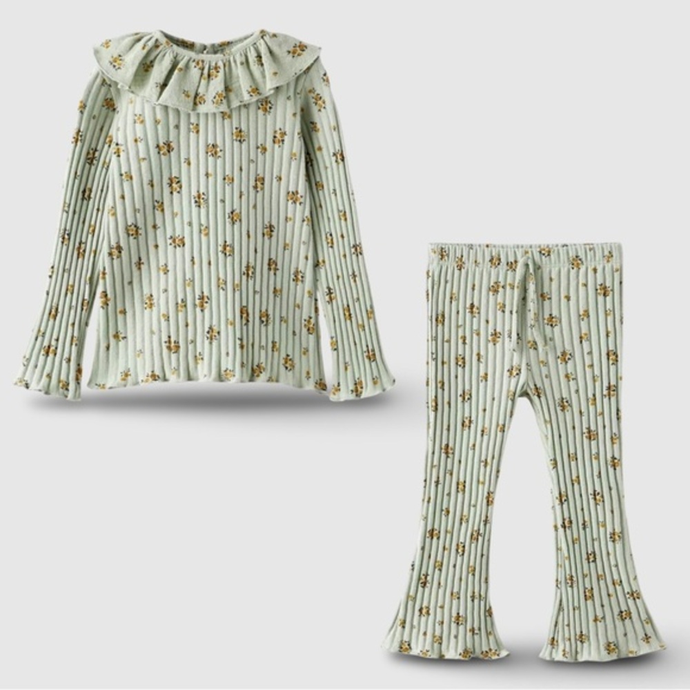 ZARA GIRLS RUFFLED FLORAL MATCHING SET